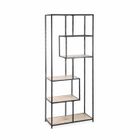 SWEEEK Etagère en métal noir et décor bois - Loft - bibliothèque 6 niveaux. L 77 x l 33 x H 185cm