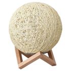 WOZWE Lampe de nuit LED créative avec cadeau de lampe de chevet en bois décoration abat-jour tissé à la main