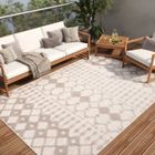 TAPISO Tapis Salon Tissé à Plat PATIO Gris Beige Ethno Polypropylène Extérieur Intérieur 160x220 cm