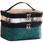 NOVAGO Trousse de Toilette - Vanity - Double étage - Plastifié - Solide - Imperméable - Vert foncé