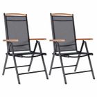 vidaXL Chaises de jardin pliables 2 pcs aluminium et textilène noir 41732