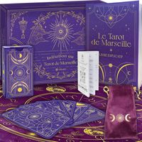 Coffret D’Initiation Au Tarot De Marseille : Tarot Divinatoire + Livre De 205 Pages + Nappe Divinatoire & Pochon