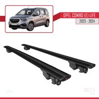Barres de Toit Railing Porte-Bagages de voiture Pour Opel Combo (E) Life 2023-2024 Avec verrouillable Alu - Noir