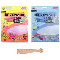 Lot de 2 pochettes de Plastique Fou Diam's : Plastique Dingue Classique Pour crayons de Couleurs + Plastique Dingue Lisse + 1 Règle