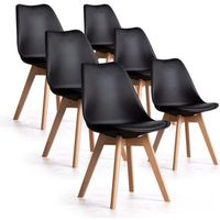 Lot de 6 chaises scandinaves "BJORN"-  48 x 43 x 80 cm - Noir. 48 x 43 x 80cm,
