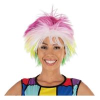 Perruque Femme Multicolore Décoiffée - PTIT CLOWN - Thème Année 80 Fluo Disco - Taille Unique Adulte