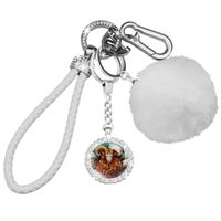 Ensemble de porte-clés blanc à motif Bélier mignon – Porte-clés pour femme en strass étincelant avec bracelet. 30