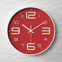 30 Cm Fond Rouge, Texte Blanc Et Cadre Blanc Horloge Murale Silencieuse