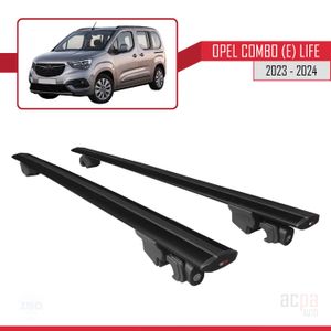 BARRES DE TOIT Barres de Toit Railing Porte-Bagages de voiture Pour Opel Combo (E) Life 2023-2024 Avec verrouillable Alu - Noir