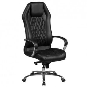 CHAISE DE BUREAU Chaise de bureau AMSTYLE MONTEREY en cuir noir avec accoudoirs et dossier ergonomique