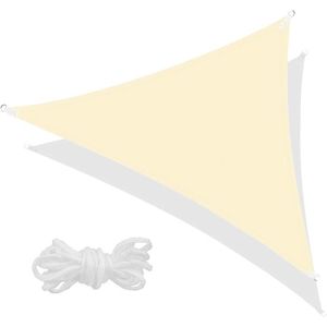 VOILE D'OMBRAGE Voile d'ombrage triangle imperméable écru 5x5x5m - Protection solaire pour jardin terrasse - Anti-UV