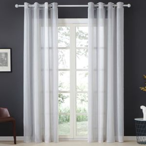 2 Pieces Brun Topfinel Rideau Voilage Decoration Chambre Broderie De Cercle Et Fines Rayures Rideaux Salon Manifique Pour Cuisine 140x160cm Decoration De Fenetres Decoration De La Maison