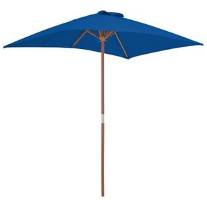 PARASOL BET Parasol d'extérieur avec mât en bois Bleu 150x200 cm BET9306191936205