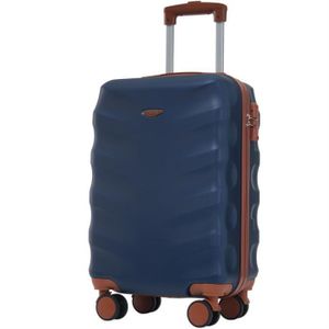VALISE - BAGAGE Valise rigideà roulettes de voyage, bagage à main 4 roues, matériau ABS, serrure douanière TSA, 37,5x23x58,5cm, Bleu roi + marron