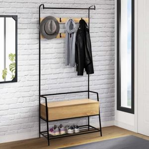 Pas Cher Vestiaire D'entrée PIERO 79cm Design Industriel Bois Et