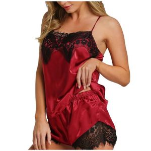 Shorty en dentelle bordeaux femme