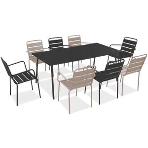 Ensemble table et chaise de jardin Salon de jardin 1 table et 8 fauteuils - 180 x 90 