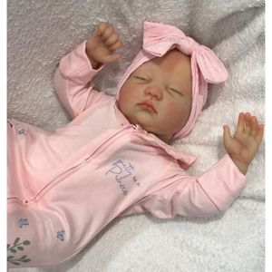 POUPÉE Pinky Reborn Filles Endormies et Câlines 22 pouces 55 cm Adorables Bébés Corps en Tissu Cadeau d'Anniversaire
