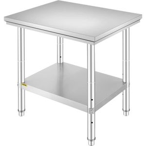 PLAN DE TRAVAIL Table de Travail Cuisine - VEVOR - 76 x 60 x 80 cm - Capacité de Charge de 150 kg - Acier Inoxydable