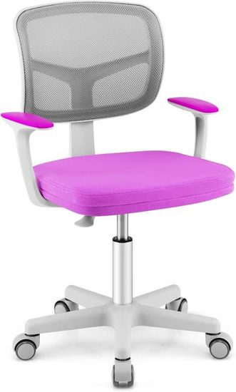 Chaise De Bureau Enfant Réglable En Hauteur - Dossier Ergonomique, Maille Respirante, Charge 100 Kg, 6-12 Ans (Rose)