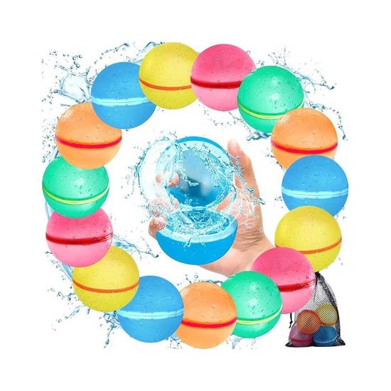 Lot De 16 Bombes à Eau Réutilisables En Silicone - Ballons Auto-scellants Pour Enfants - Jeux D'été Plage Et Piscine - Couleurs Variées