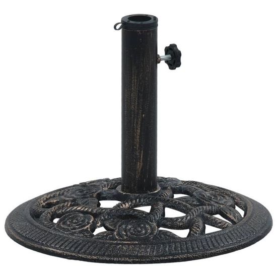 Socle de parasol en fonte noir et bronze 9 kg 40 cm avec adaptateur pour poteaux de 35/38/48 mm - RAI