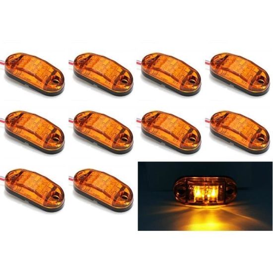 24/7Auto Lot De 10 Feux De Gabarit Latéraux à 4 LED 24 V Ambre Orange Pour Châssis, Remorque, Camion, Caravane - Foto 4