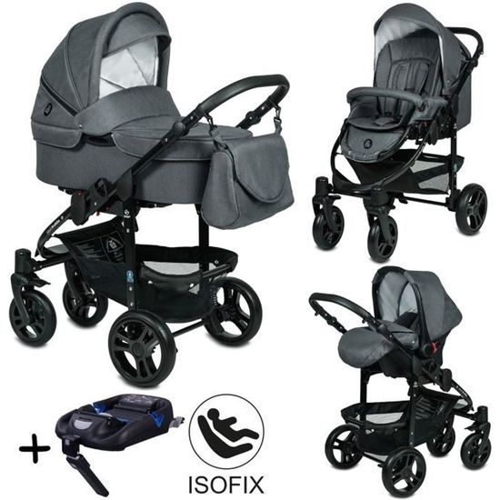 Poussette Trio 3 en 1 B W ISOFIX Gris Graphite Nouveau
