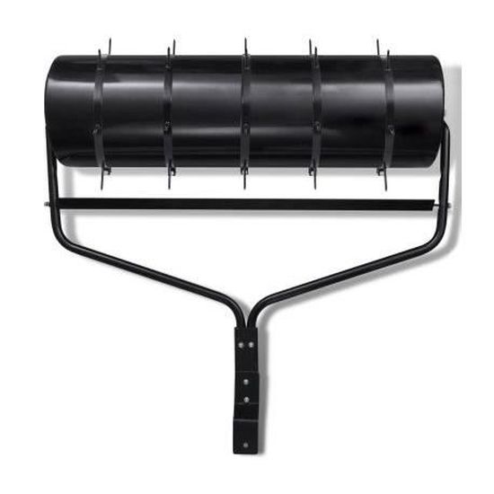 Rouleau à gazon 98 cm avec 5 bandes d'aérateur 30 cm Remplissage Eau ou Sable 68 L Noir ALA