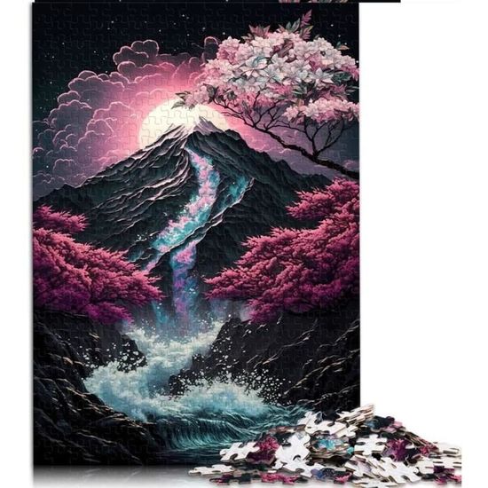 Puzzle 1000 Pièces Cerisier Japonais – Bois 50x75 Cm, éducatif Et Familial, Avec Poster Et Aide Alphabétique