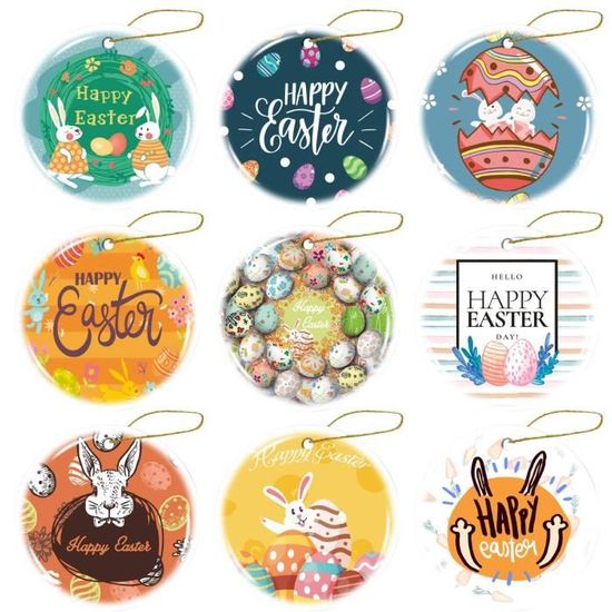 Lot De 12 Carillons Éoliens De Pâques - En Bois - Avec Lapin De Pâques Lot De 12 Carillons Éoliens De Pâques - En Bois - Avec Lapin De Pâques