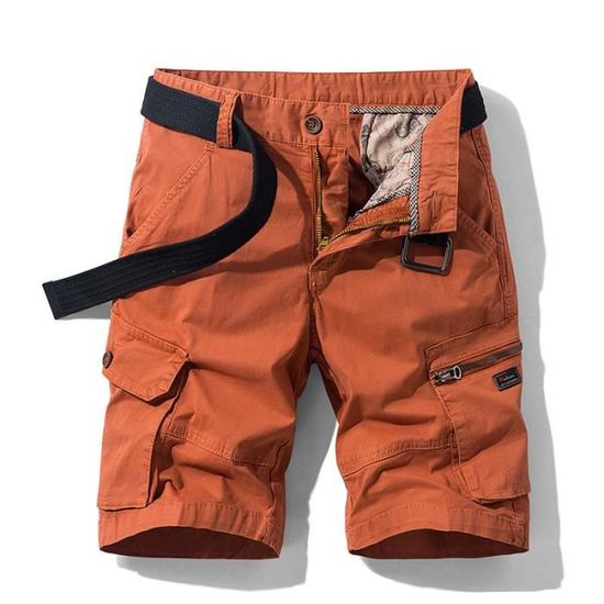 Short Cargo Homme été - Taille élastique, Multiples Poches, En Coton Léger, Pour Travail, Randonnée, Décontraction