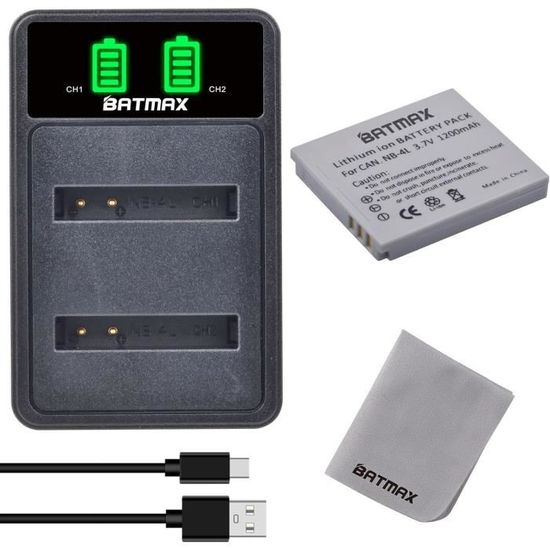DSTE NB-4L - Batteria agli ioni di litio (2 pezzi) e micro USB, compatibile con Canon PowerShot SD1100 IS SD1400 TX1 ELPH 100 HS 330 VIXIA mini IXUS 90 i5 i7 izoom