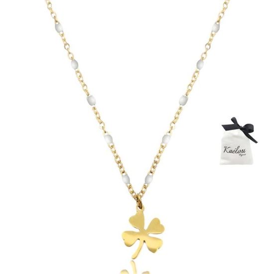 Collier trèfle strass acier inoxydable strass - Paloma