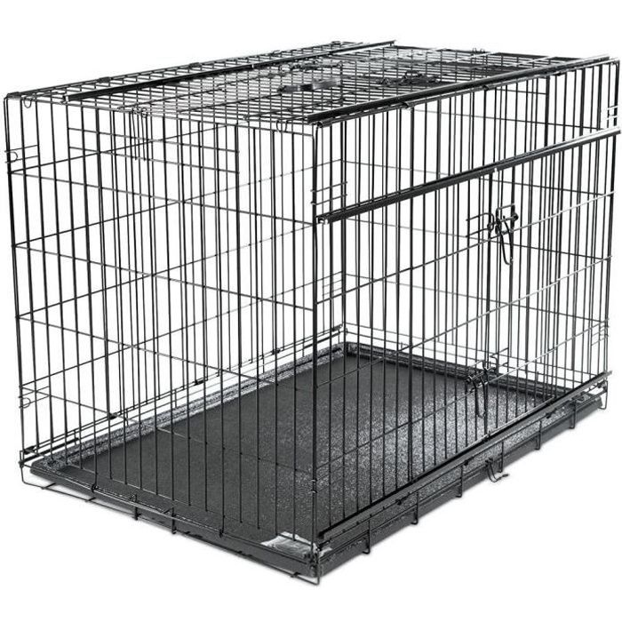 VADIGRAN Cage métallique pliable Premium - 107 x 71 x 79 cm - Noir - Pour chien