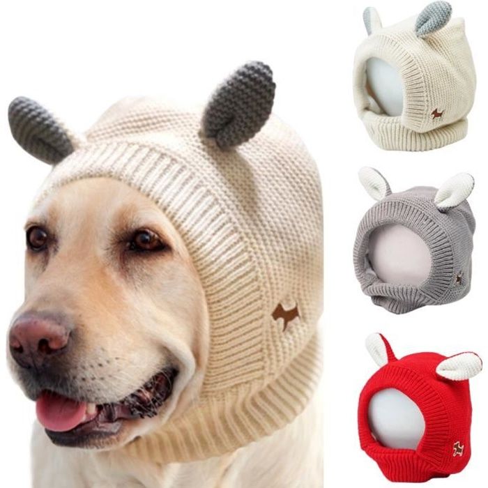 Beige - Bonnet chaud pour Chat Chien protège oreille tricoté en hiver Bonnet forme oreille de lapin