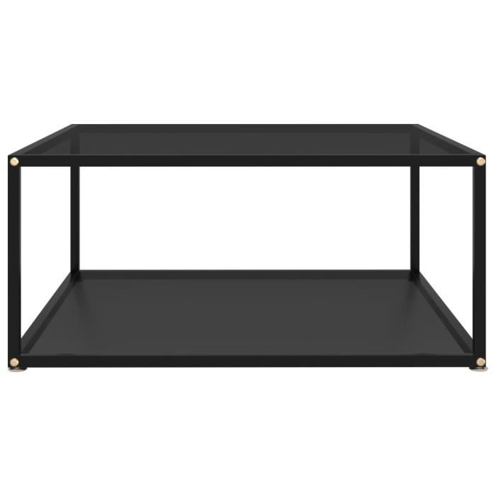 Table à thé Noir 80x80x35 cm Verre trempé A322893 HB009 -JIL