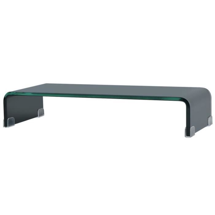 INGSHOP© Meuble TV- Support pour moniteur 60 x 25 x 11 cm Verre Noir
