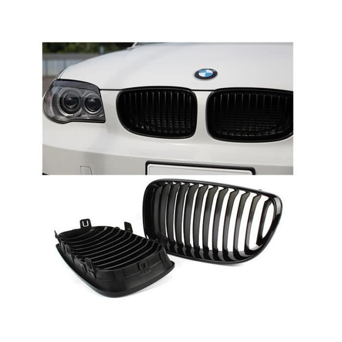 2 GRILLE DE CALANDRE NOIR BRILLANT BMW SERIE 1 E81 E82 E87 E88 PHASE 2 DE 2007 A 2011