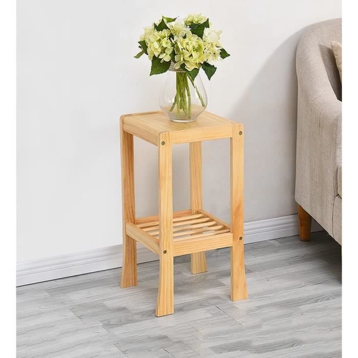 Placards et coffres de rangement extérieur QFF Carré Stand De Fleurs, Table Basse En Bois Massif Double Couche De Planch 228821