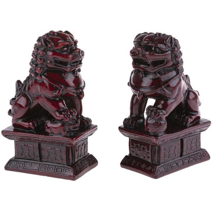 2 Lions Chinois Fo Traditionnel - Protection, Bonheur Et Fortune