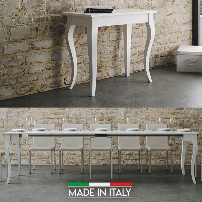 Table Console extensible Olanda - Blanc - 5 Rallonges