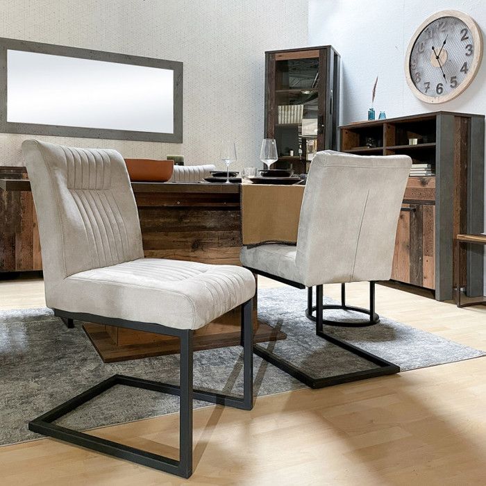 Chaise velours grise anthracite et pieds métal noirs - VIVI