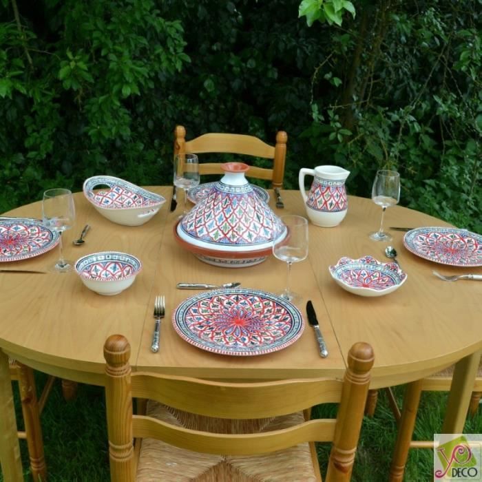 Service tajine assiettes plates Bakir rouge - 6 pers