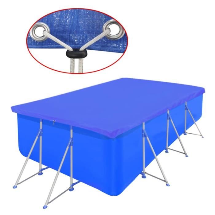 Bâche de protection pour piscine Rectangulaire, Couverture de piscine PE - 90 g-㎡ - 400 x 207 x 10 cm - Bleu foncé