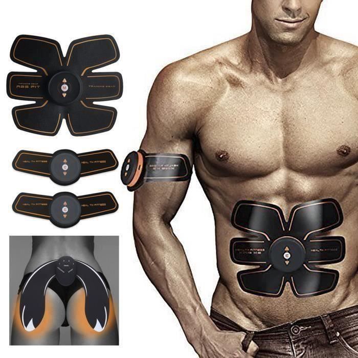 JIE Ceinture Abdominale,Electrostimulateur Musculation Abdominaux Bras Cuisses Appareil Fitness+EMS Hips Trainer (Batteries Charg