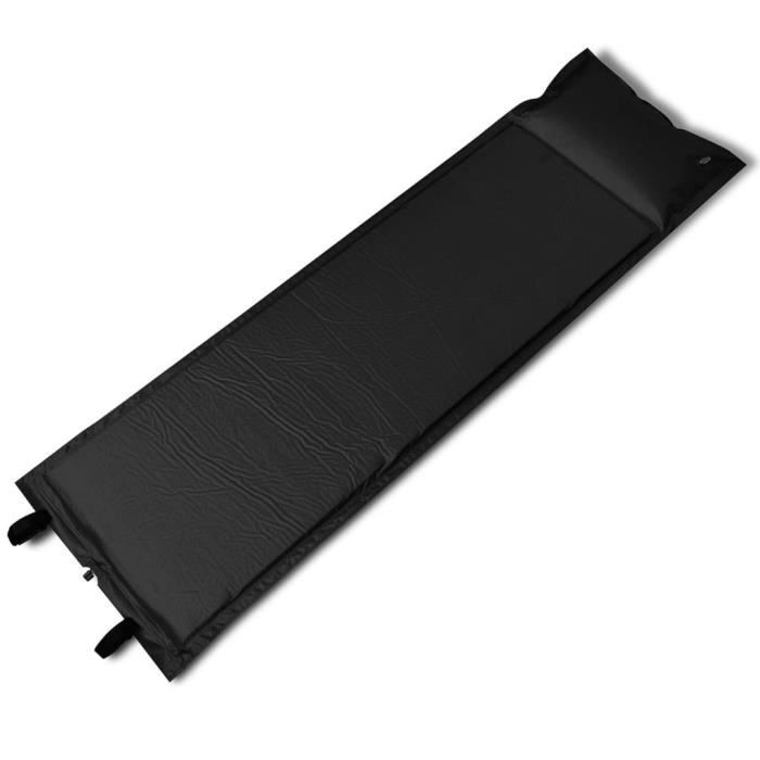Matelas autogonflant- Matelas de camping Tapis de Couchage Voyage noir 185 x 55 x 3 cm (1 personne)