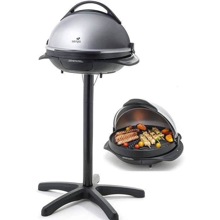 Senya Barbecue électrique 2 en 1 sur Pied et sur Table Easy Grill, Gris