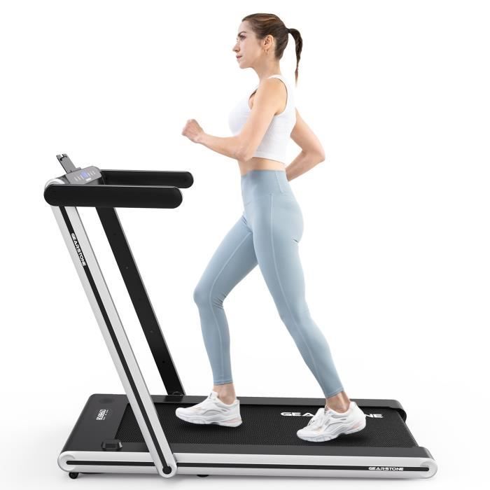 GEARSTONE Tapis de course Electrique Tapis de marche Tapis de course Pliable, Moteur 1400W, 1-15KM/H, Écran LCD, Bluetooth, WP7