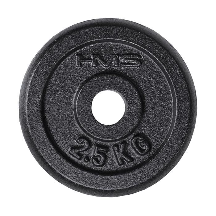 HMSPORT - Disque de poids noir en fonte 2,5 kg - Renforcement musculaire - Poids pour barre pleine - Équipement sportif - Noir